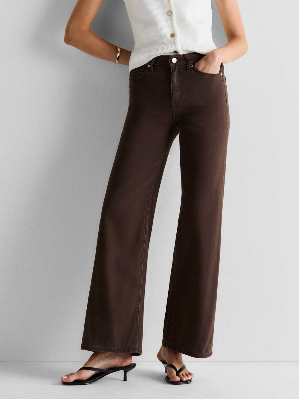 NWT Quince Bella Wide Leg Jeans Coffee Bean Brown
